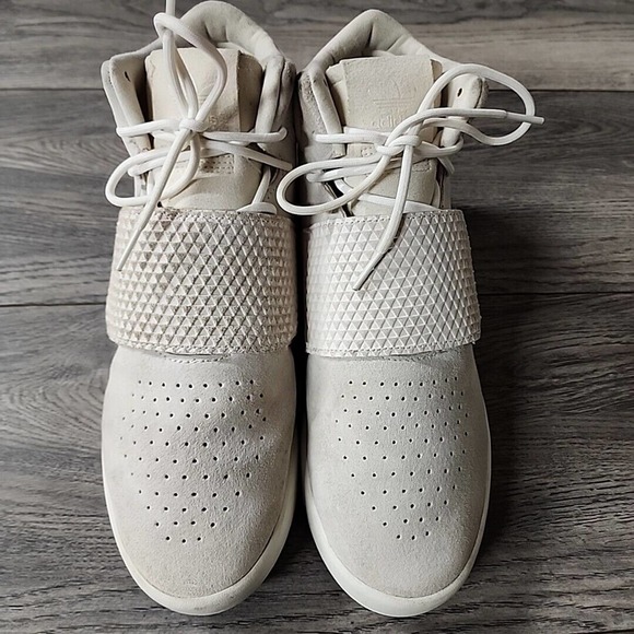 Adidas Tubular High Top Suede White Size 7 Mens - Picture 8 of 10